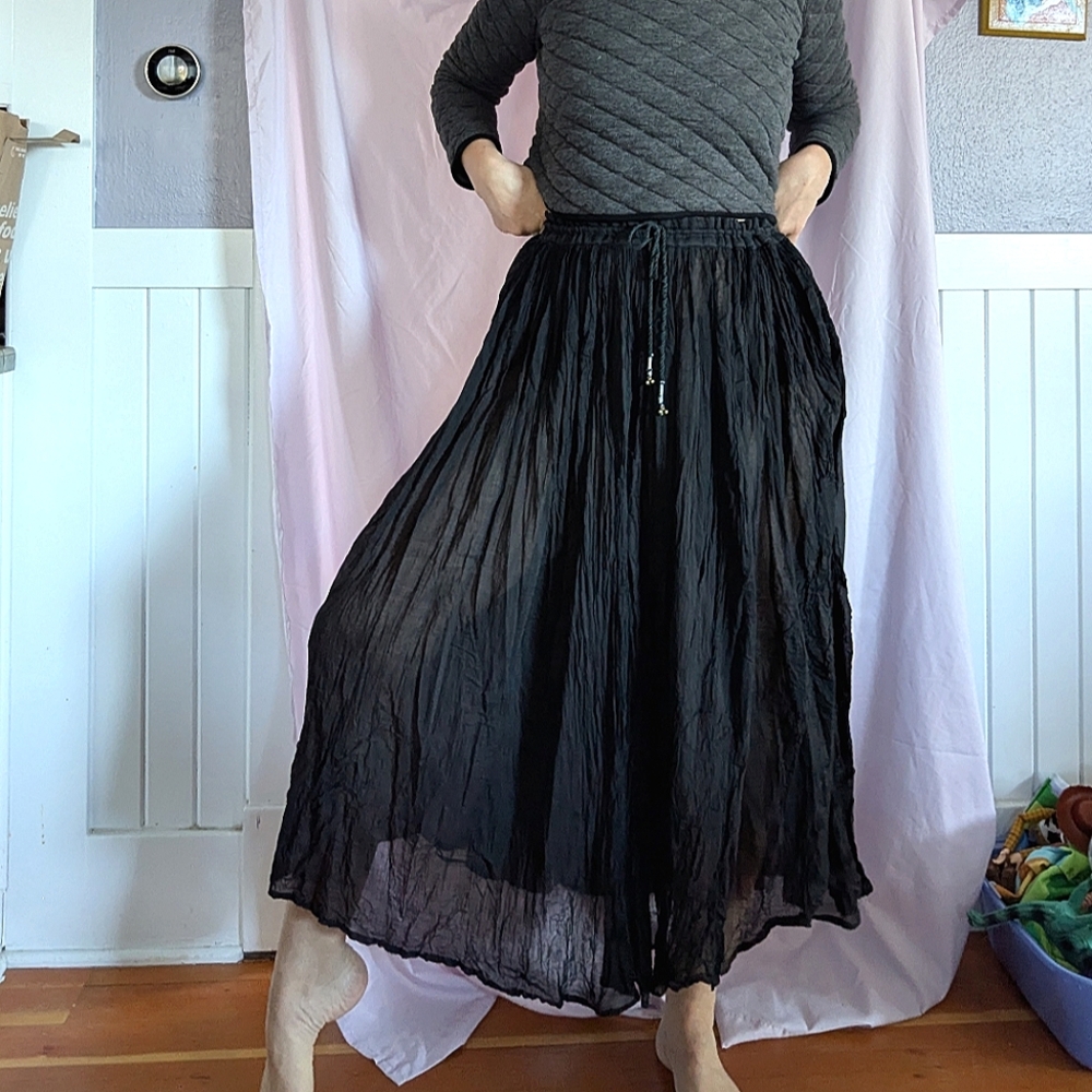 Vintage semi sheer black cotton skirt